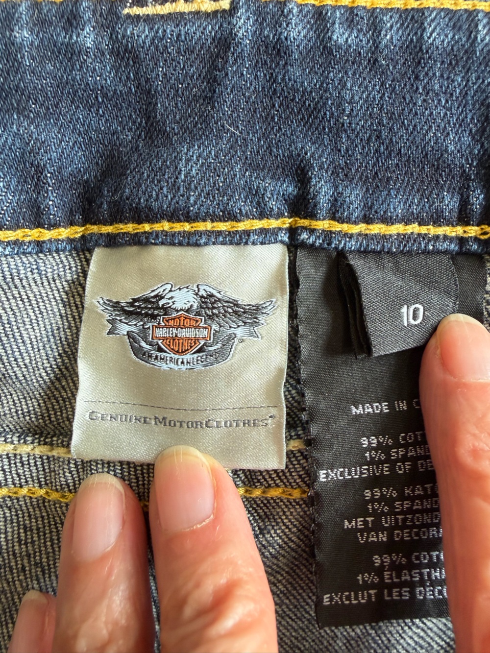 Harley-Davidson Embellished Denim Cutoff Shorts Zip Leg Frayed Hem Size 10 - Picture 3 of 16